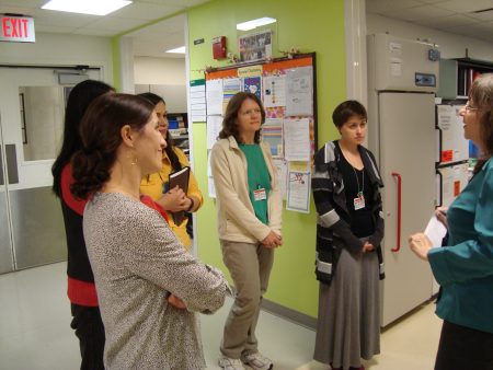 Core Lab tour participants listened as Christine Hostetter gave an overview of the assays performed in the Special Chemistry area. 